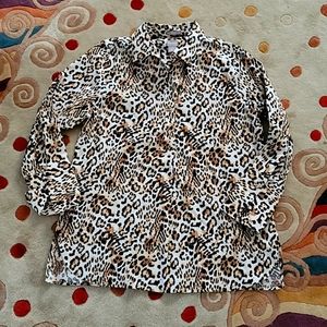 Leopard print size 10 chico's no iron pull over blouse